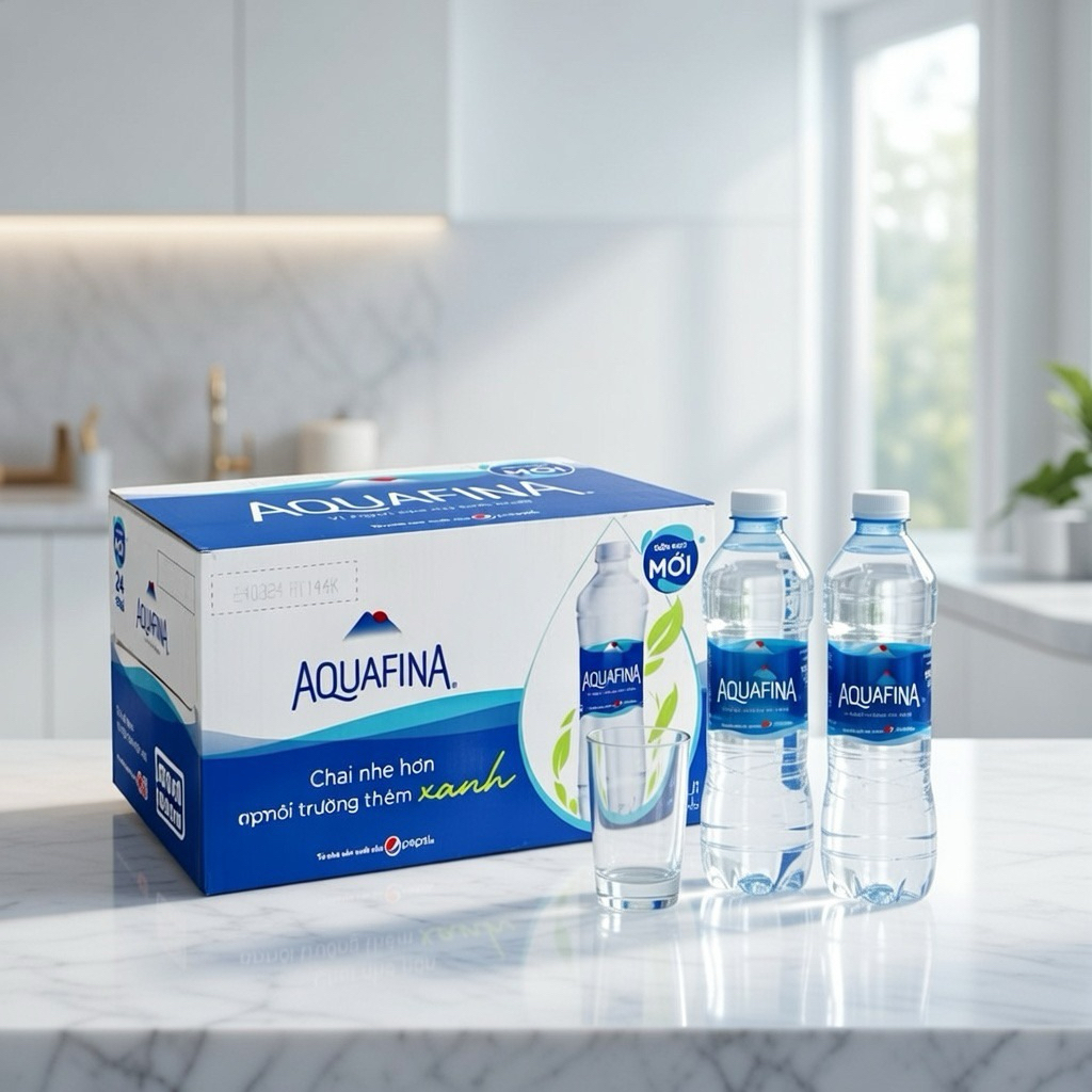 Nước uống đóng chai Aquafina thùng 28 chai 500ml - Thương hiệu Pepsi