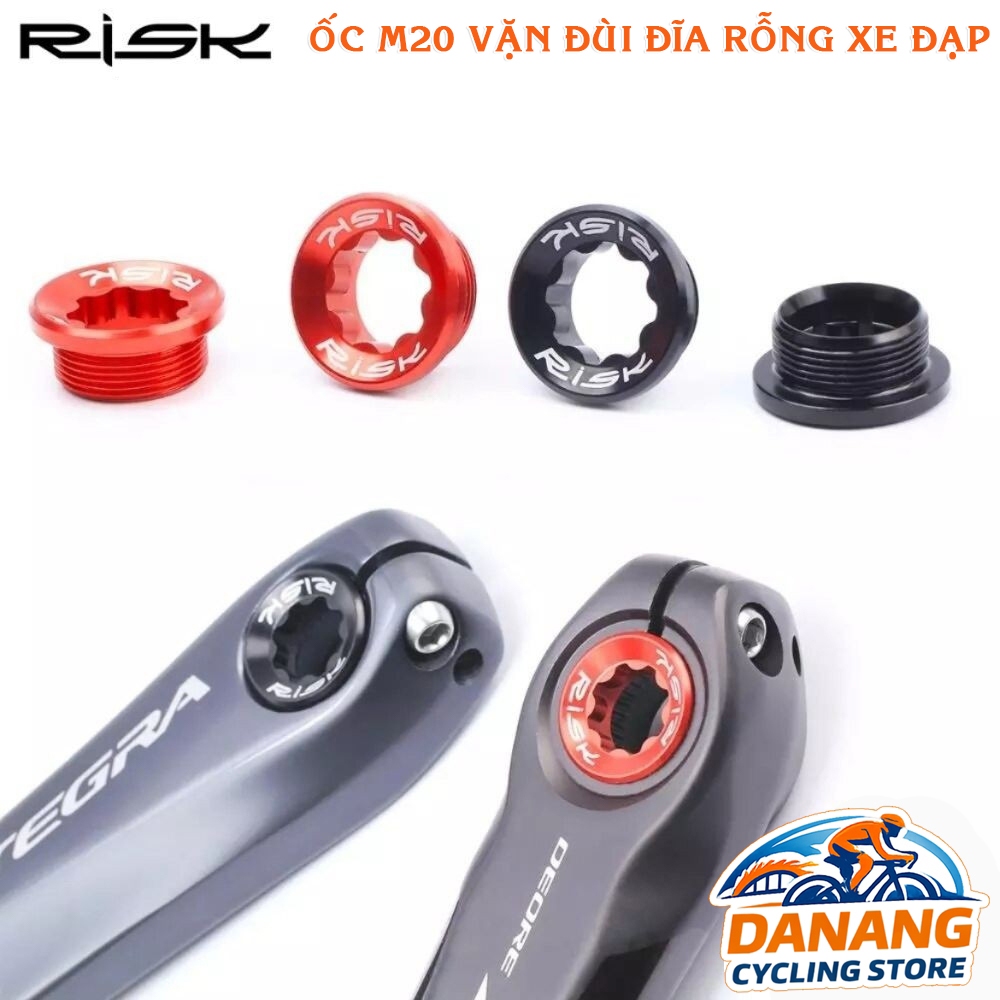 Ốc Nhôm Vặn Đùi Đĩa Xe Đạp Trục Rỗng RISK – Ren M20 – Nắp Siết Crank Nhôm Bền