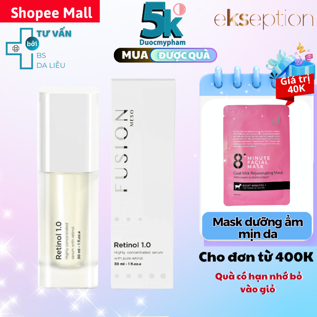 Fusion Meso Retinol 1.0 (0.3%) Tinh chất chống lão hóa sáng da ngừa mụn Fusion Retinol 30ml