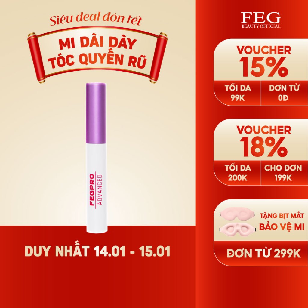 Serum Dưỡng Mi FEG Pro Advanced Ban Đêm - Dưỡng Mi Dài, Cong Vút, Giảm Gãy Rụng (3ml)