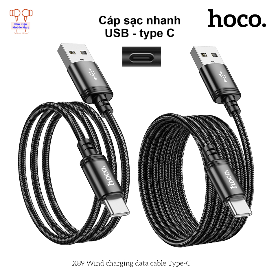 Dây Sạc Nhanh Type-C Hoco X89, 1m / 2m – Sạc Nhanh Ổn Định, Dây Bền Chống Đứt…