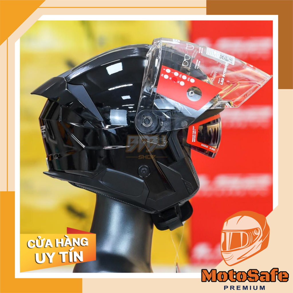 Mũ 3/4 LS2 OF618 Verso II Đen Bóng | Mũ 2 Kính – Nhẹ – Thoáng – Chính Hãng Giá Tốt