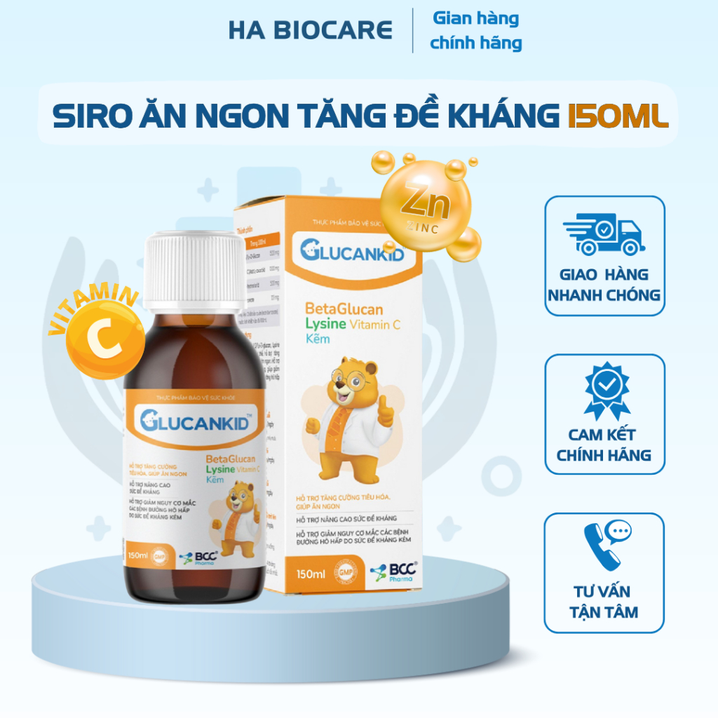 TPBVSK Glucankid - Siro ăn ngon tăng sức đề kháng, giảm nguy cơ mắc bệnh hô hấp cho bé