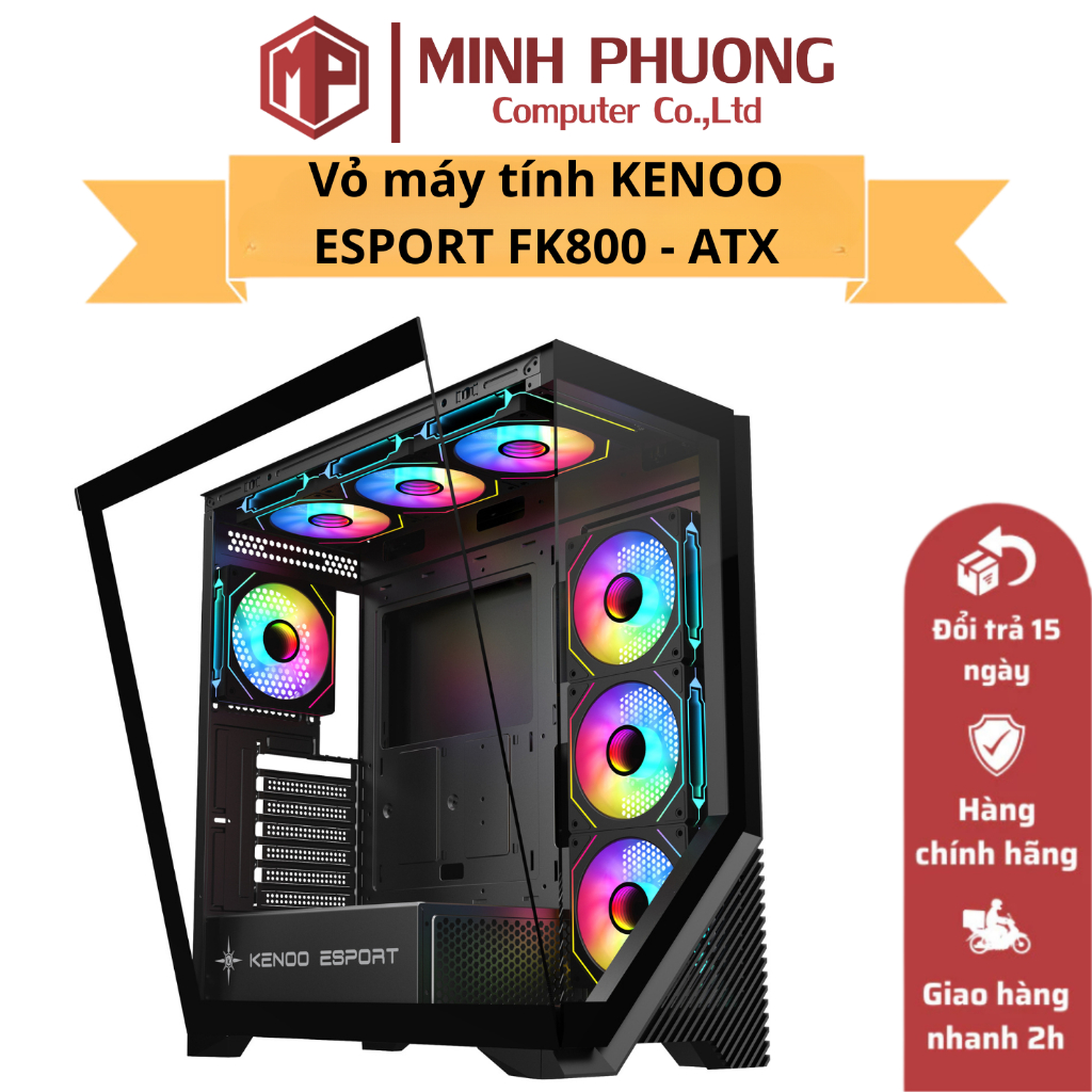 Vỏ Case Máy Tính KENOO ESPORT FK800 – ATX, Kính Cường Lực, Hỗ Trợ AIO 360mm