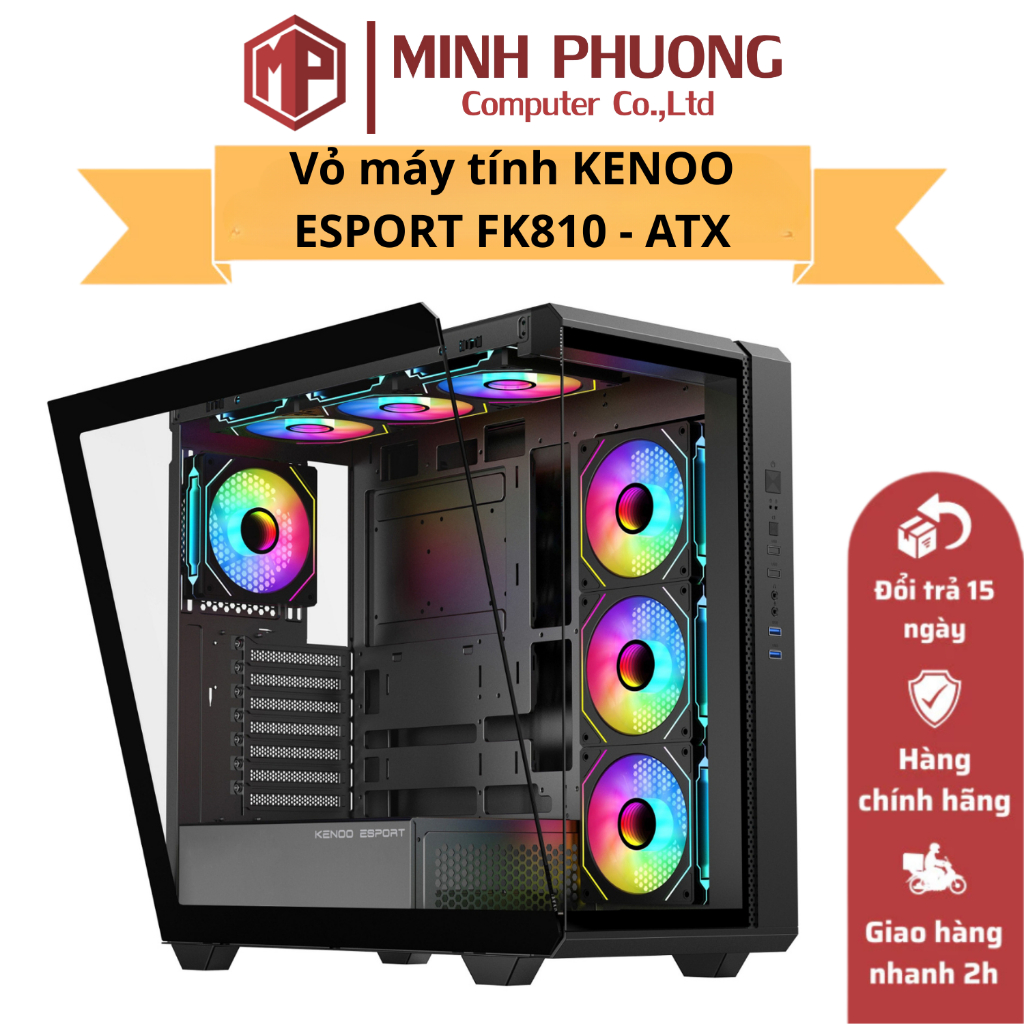Vỏ Case Máy Tính KENOO ESPORT FK810 – ATX, Kính Cường Lực, Hỗ Trợ AIO 360mm