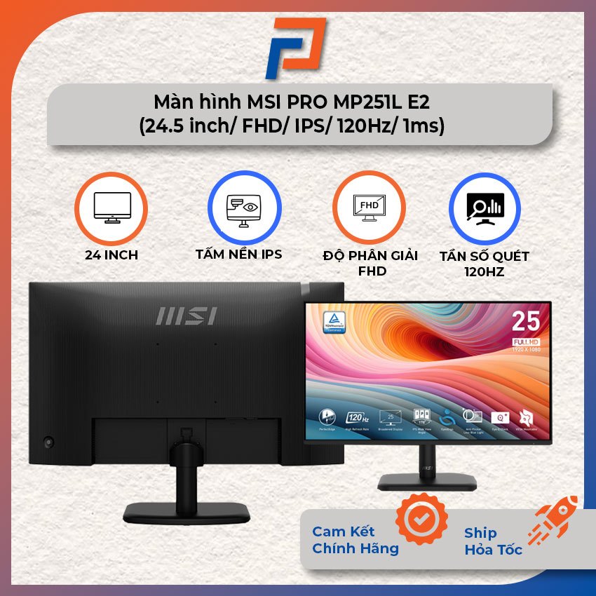 Màn hình MSI PRO MP251L E2 (24.5 inch/ FHD/ IPS/ 120Hz/ 1ms) - Bảo hành 24 tháng chính hãng
