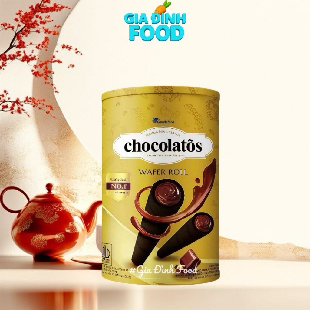 BÁNH Quế Cuộn Socola Đen 310g- Chocolatos Lon Thiếc