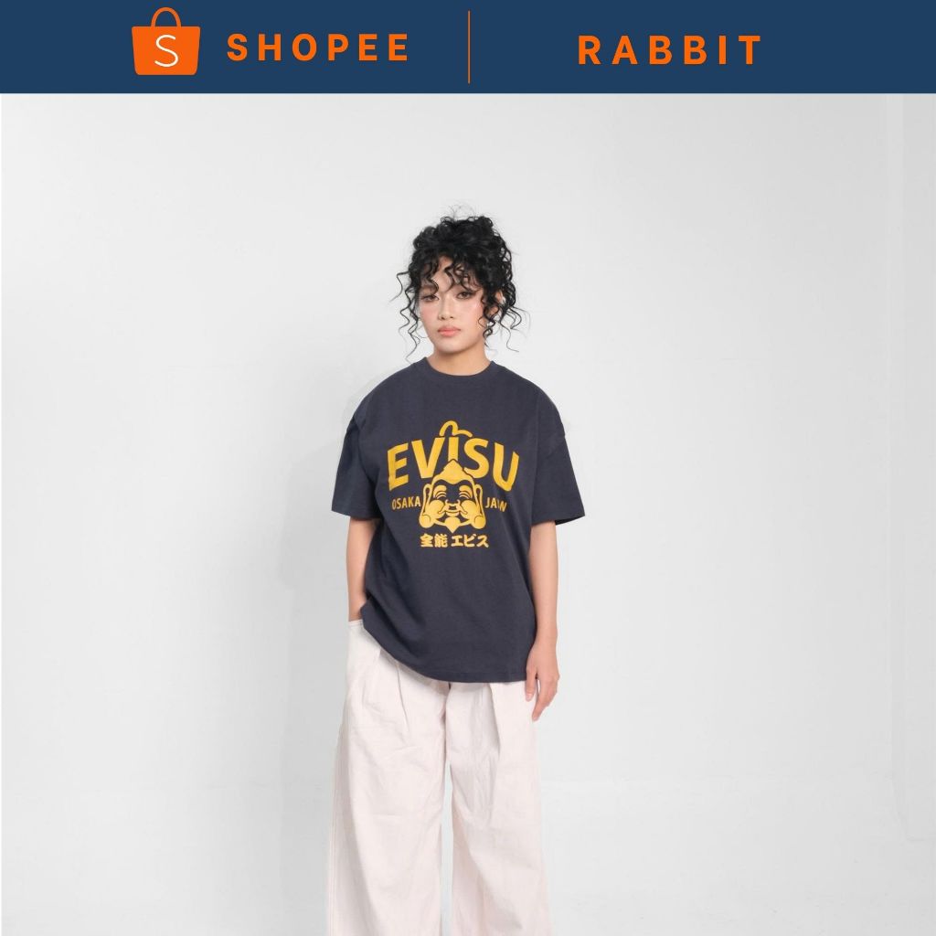 ÁO THUN EVISU NAVY LOGO VÀNG CHÍNH HÃNG | THE RABBIT