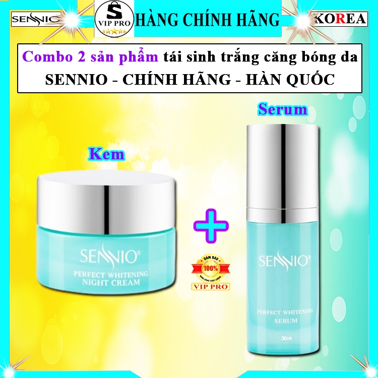 COMBO kem dưỡng da sennio chính hãng serum tái sinh sennio hàn quốc tinh chất senio xanh nguyên bộ