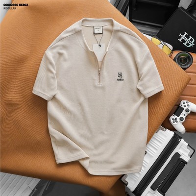[FORM RỘNG] Áo thun Nam HEBOZ Pique Zipped Collar 3M, áo phông nam form thoải mái dày dặn - 00002986