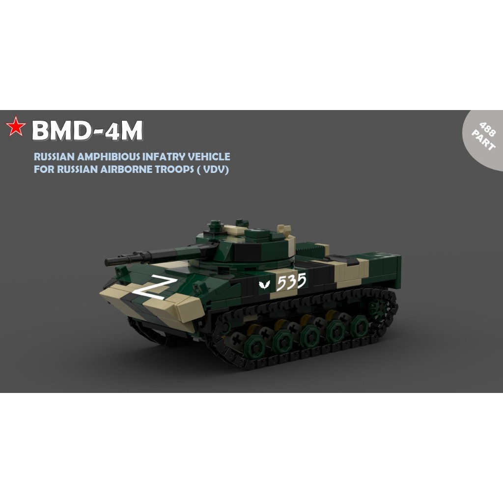 đồ chơi lắp ráp moc , xe chiến đấu vdv BMD-4M tỷ lệ 1/45 , đồ chơi moc non có tem dán bmd 4