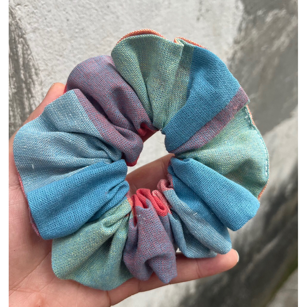 [SIEU TO] Scrunchies Cột tóc vải kẻ to Linen Size Lớn Xinh Xắn Dễ thương phồng to hot trend xinh