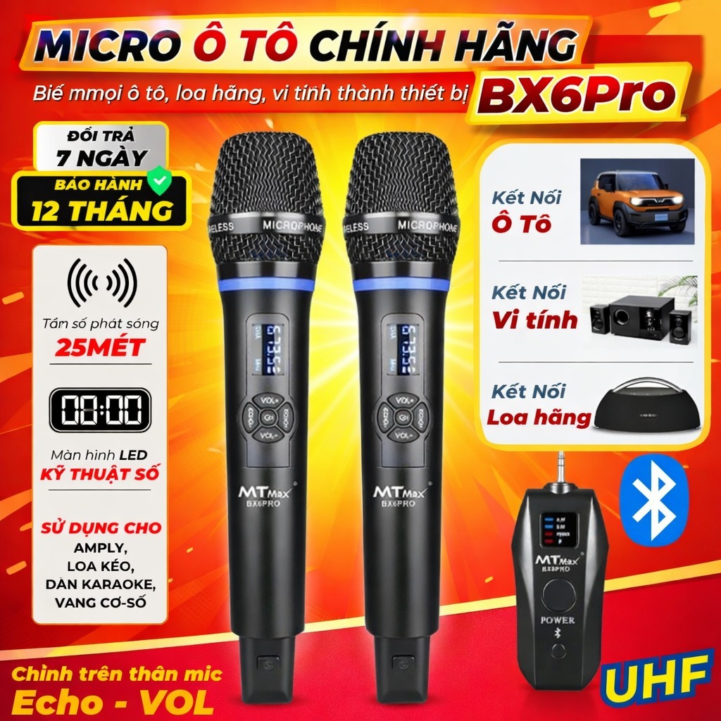 Micro Không Dây BX6 PRO / BX8 PRO Đa Năng, Tích Hợp Echo Độ Nhạy Cao, Bắt Âm Tốt