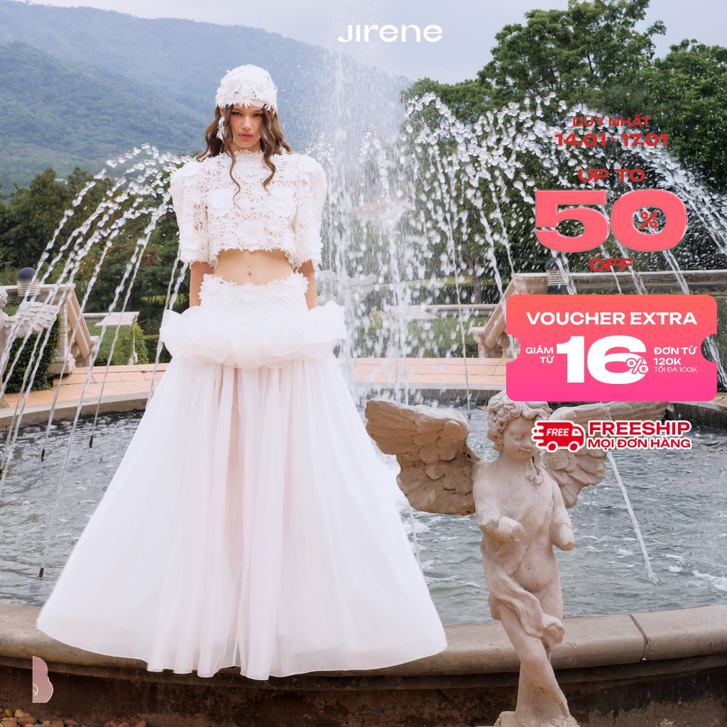 JIRENE - Set áo nữ và chân váy bồng bềnh chất liệu ren cao cấp BLYSS SET