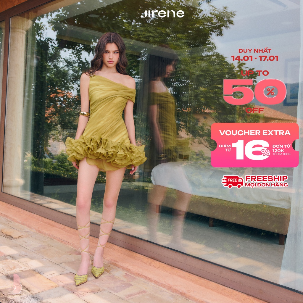 JIRENE - Đầm nữ thiết kế trễ vai bồng bềnh SUMMA DRESS