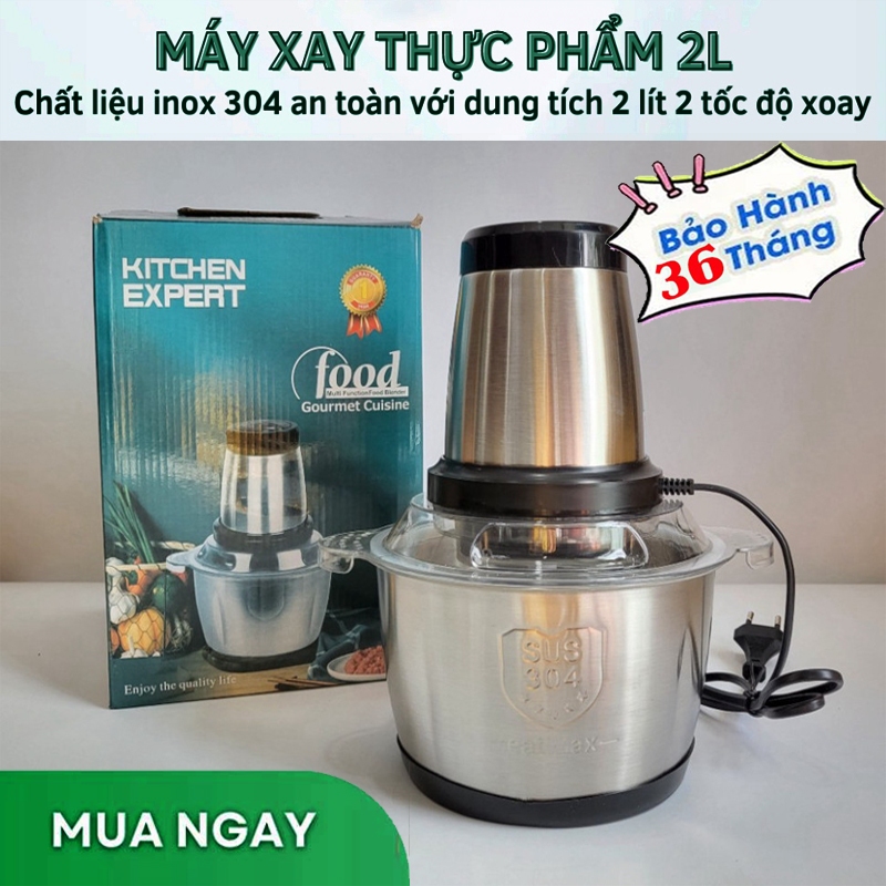 [HÀNG LOẠI 1] Máy Xay Thịt, Máy Xay Thực Phẩm Đa Năng, Máy Xay Cối inox 304, Dung Tích 2L, Công Suất 250W Xay Siêu Khỏe