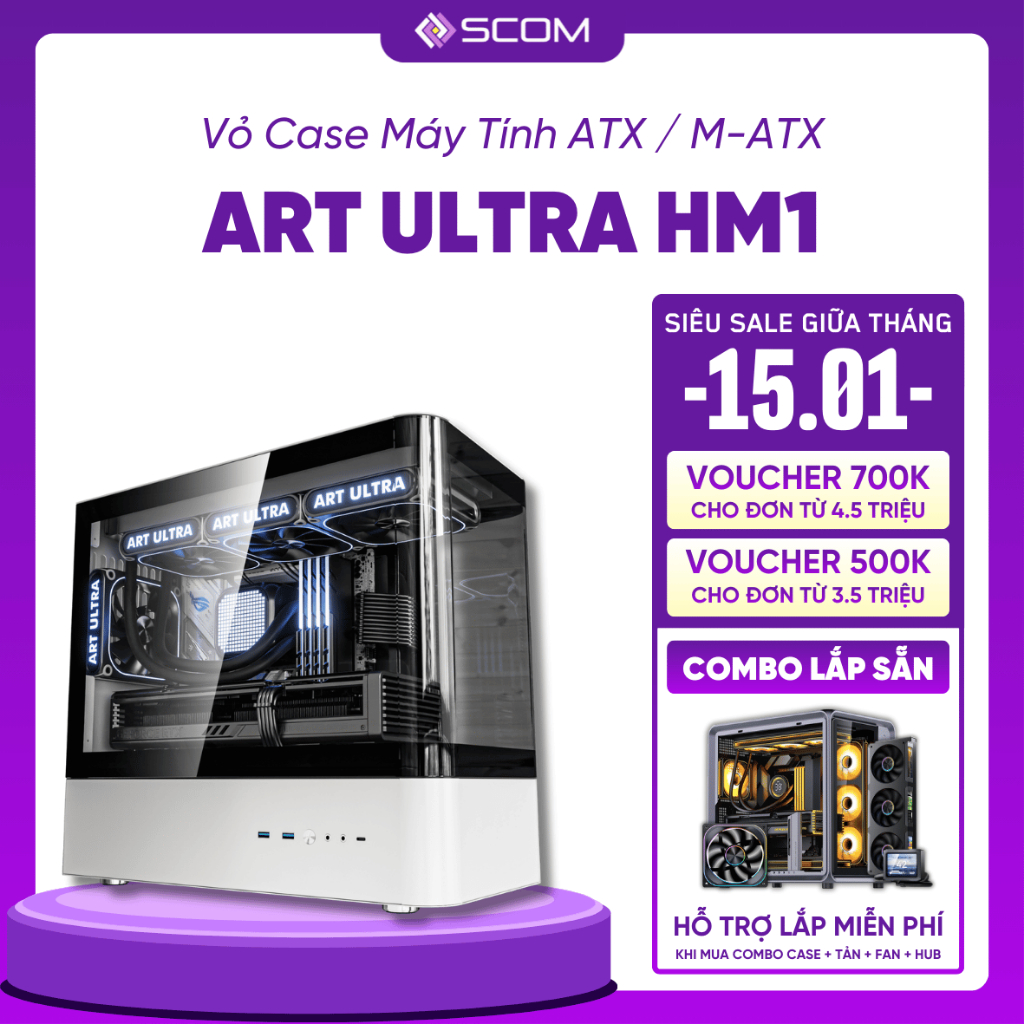 Vỏ Case PC Darkflash Art Ultra HM1 Case Máy Tính M-ATX Mid Tower ATX / M-ATX Mặt Kính Cong Hai Màu