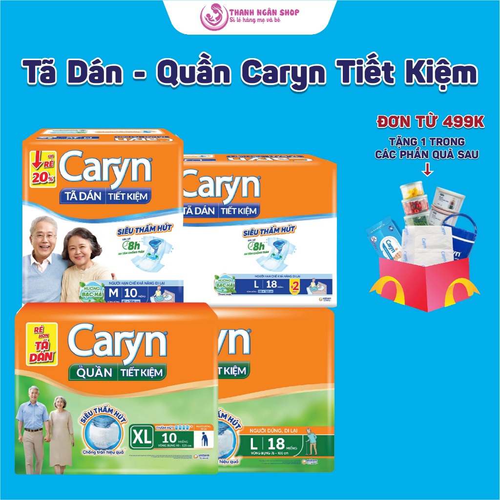 Bỉm Tã Dán / Quần Caryn Caryn Tiết Kiệm Đủ Size M10 L10 XL10 M18 L18 M18 XL18 - Caryn Ngày Và Đêm - 