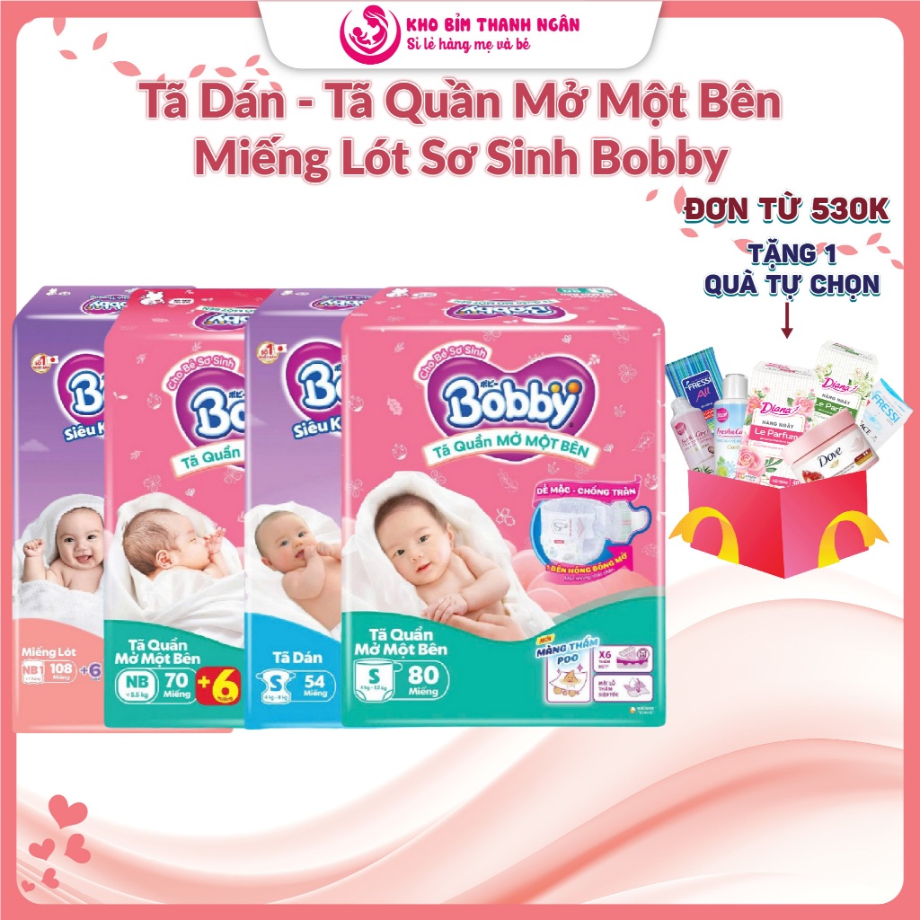 Tã Quần Mở Một Bên Bobby - Tã Dán Sơ Sinh - Miếng Lót Sơ Sinh Bobby Cho Bé Từ 3 Kg Đến 8 Kg - Kho Bỉ