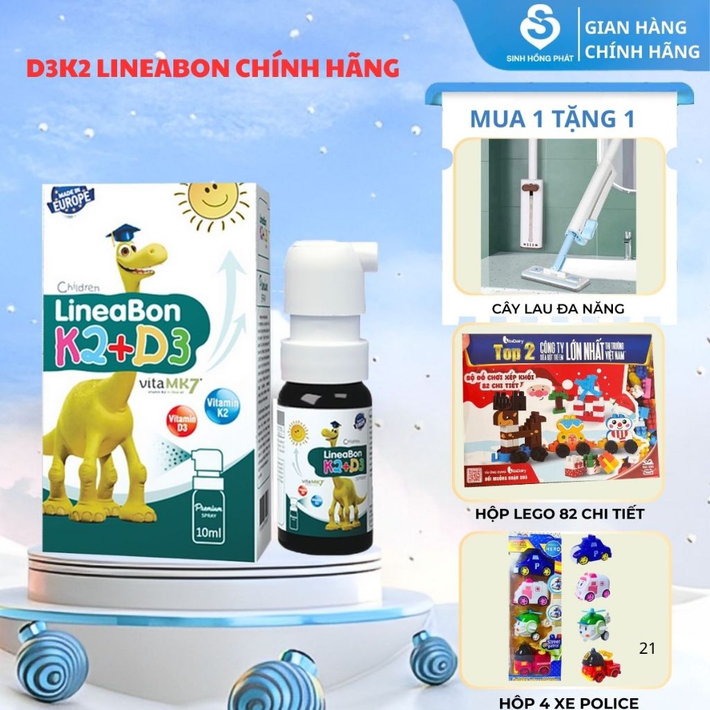 Vitamin K2 D3 LineaBon Spray Màu Xanh Dạng Xịt 10ml
