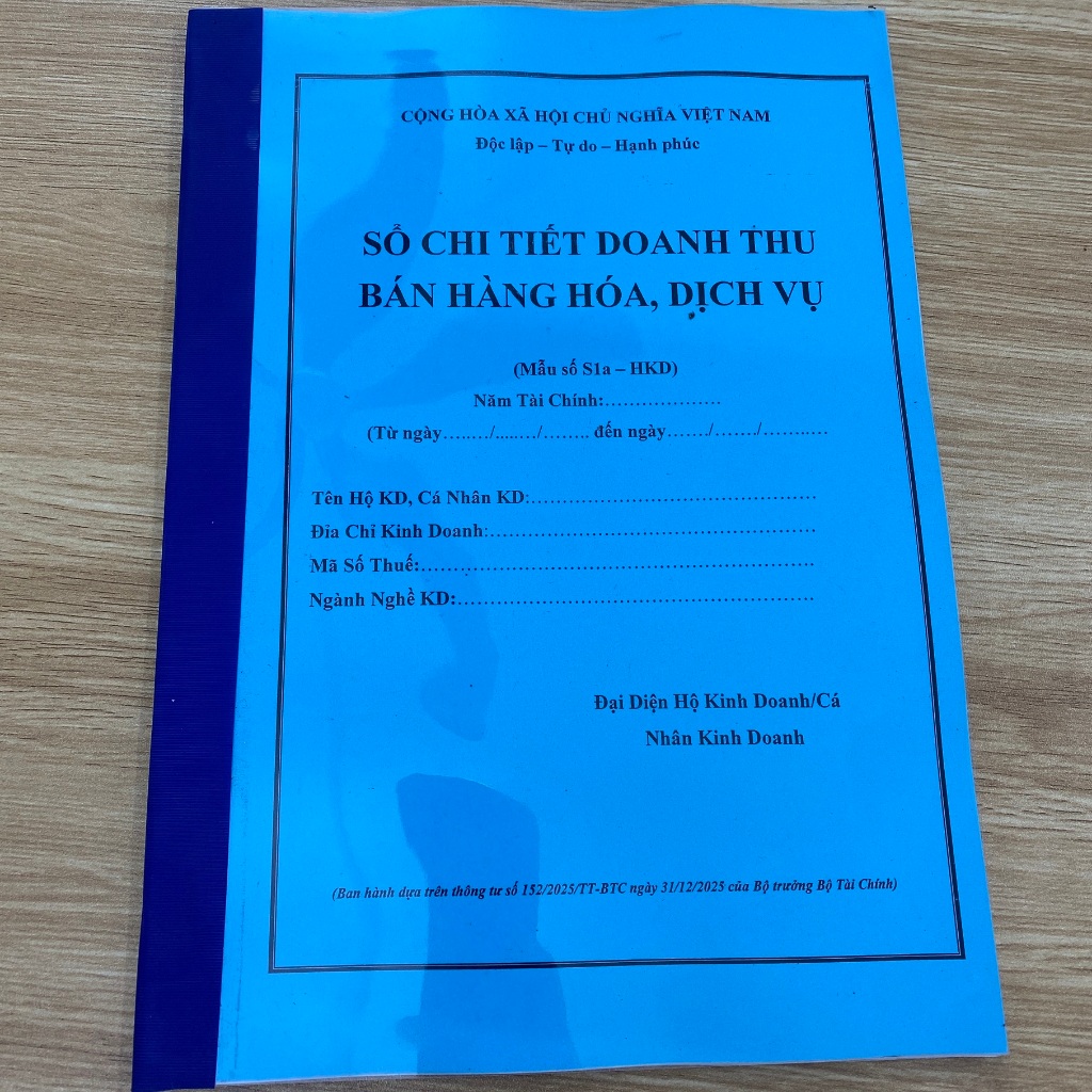 (Mẫu số S1a-HKD) Sổ Sách Cho HKD Doanh Thu Dưới 500 Triệu - Sổ Chi Tiết Doanh Thu Hàng Hóa Dịch Vụ m