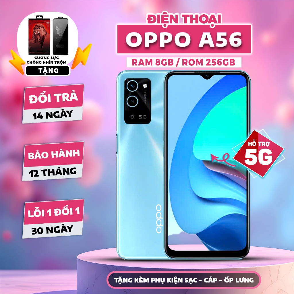 Điện Thoại OPPO A56 5G – Kết nối 5G, Pin 5.000mAh, Hiệu năng ổn định