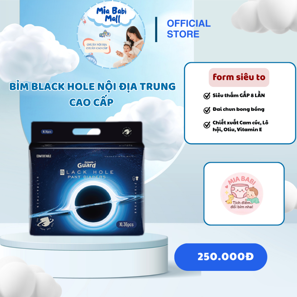 Tã/Bỉm BLACK HOLE cao cấp (Siêu mềm, siêu thấm hút, chống hăm, khử mùi) cho bé Miastore2309
