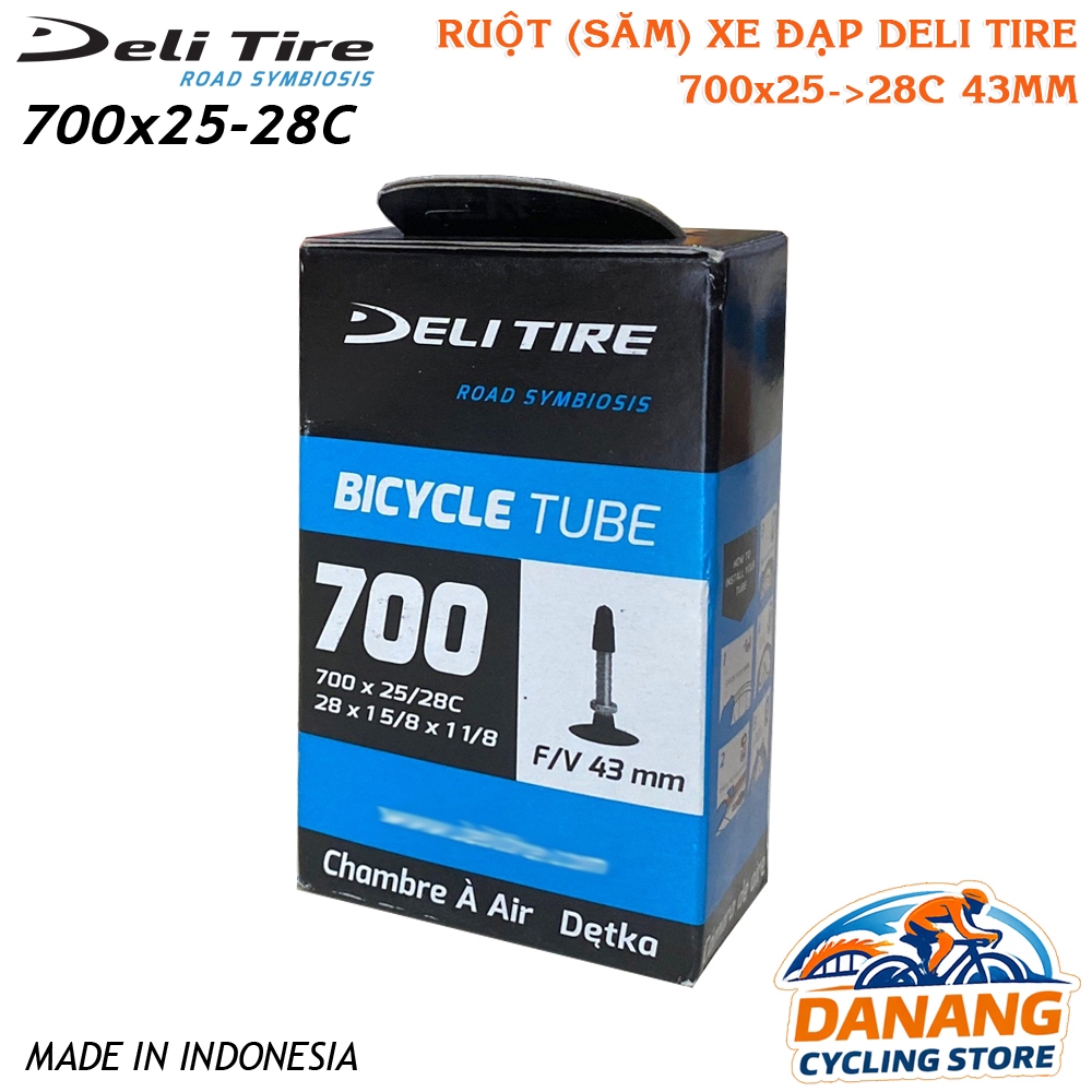 Ruột Săm Xe Đạp Deli Tire 700x25–28C – Van Xe Đạp / Pháp 43mm – Dùng Cho Xe Road 700C