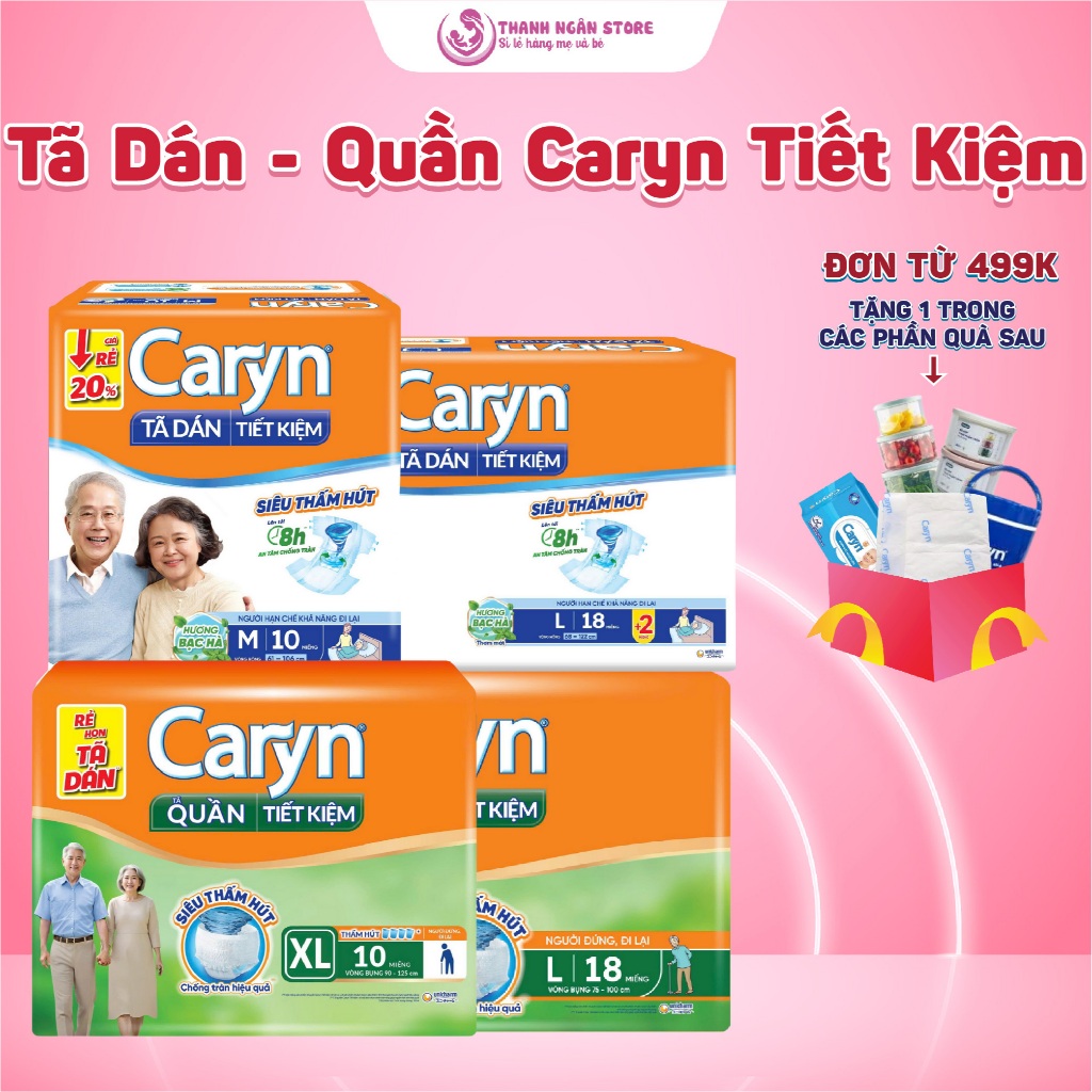 QT Tã Dán Và Tã Quần Caryn Tiết Kiệm - Caryn Ngày Và Đêm Đủ Size M L XL - Tã Bỉm Người Già - Thanh N
