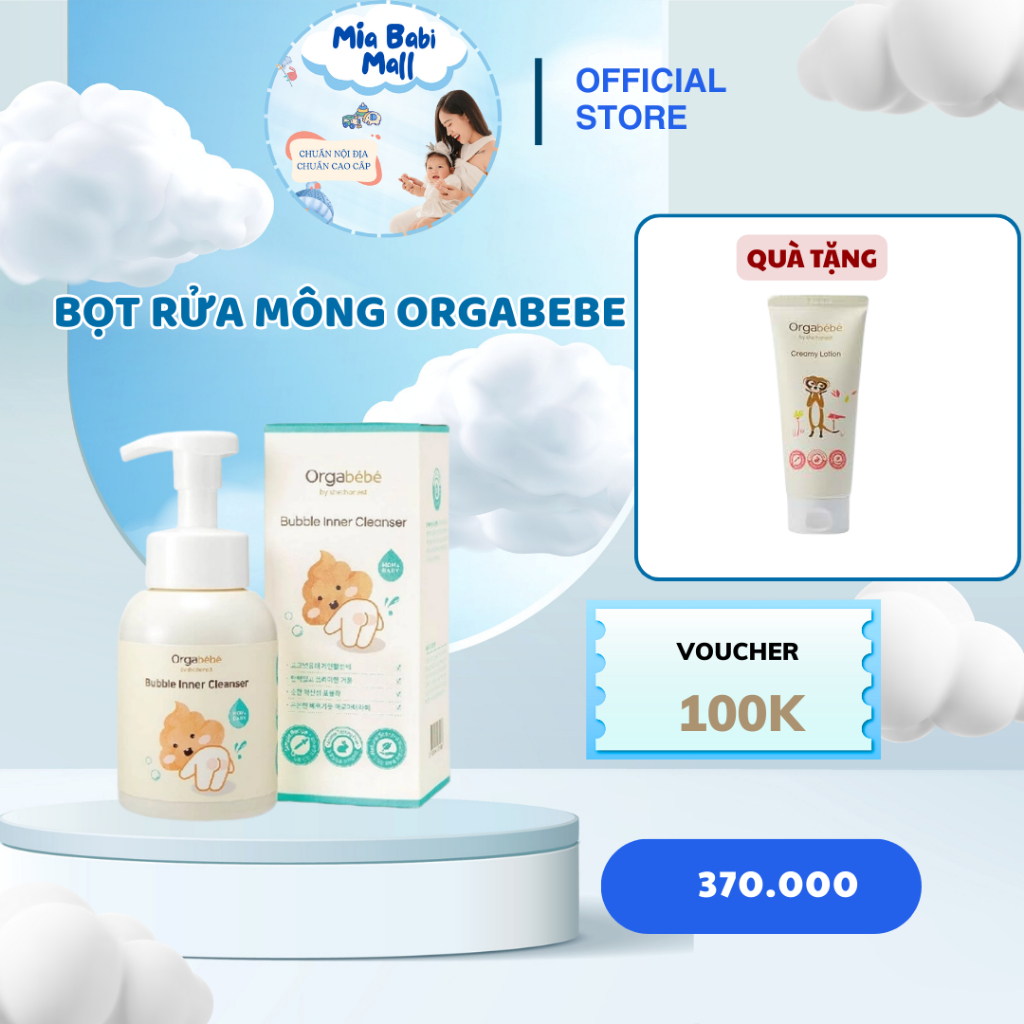 Bọt vệ sinh vùng kín và rửa mông hữu cơ ORGABEBE nội địa Hàn Quốc cho bé trai/gái từ sơ sinh chai 30