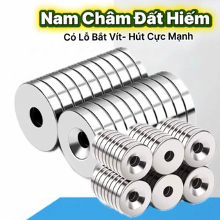 Nam Châm Đất Hiếm Siêu Cường Có Lỗ Bắt Vít - Nam Châm Trắng Tròn Lỗ Chìm Lực Hút Cực Mạnh (Nhiều Kích Thước)