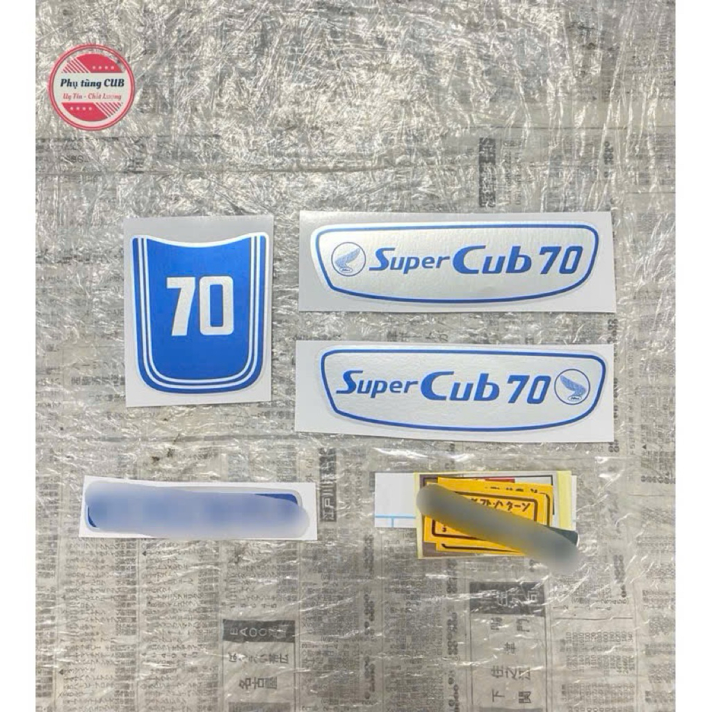 Bộ tem xe cub 78/70 xanh hàng đẹp kèm tem thông số
