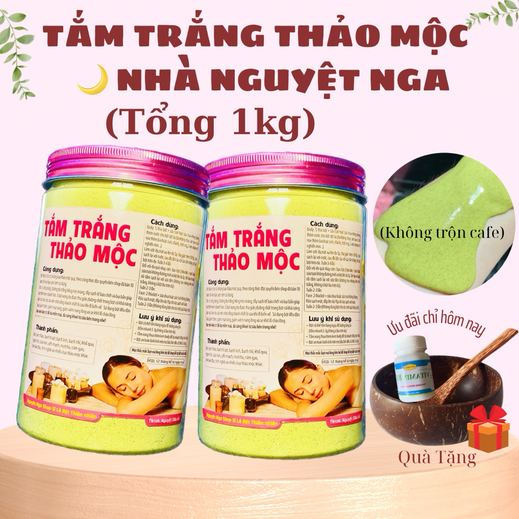 [Tặng gáo thìa+B1] 1kg Bột Tắm Trắng Thảo Mộc Sữa Non (Bột mịn ko cafe)Dưỡng Trắng, Tẩy Da Chết, Dưỡ