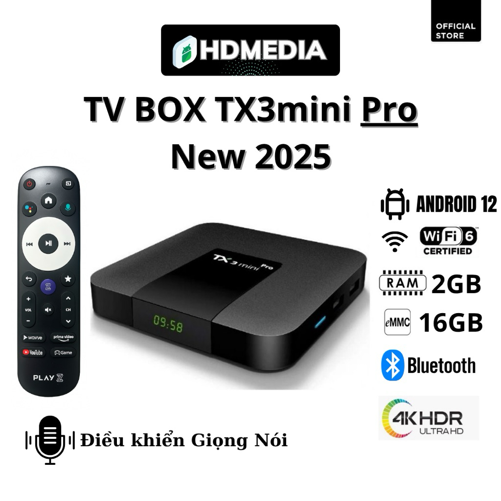 TV Box HDMEDIA TX3 Mini PRO 2026 Android TV 12 WiFi6 Điều Khiển Giọng Nói / Bảo hành chính hãng 1 nă