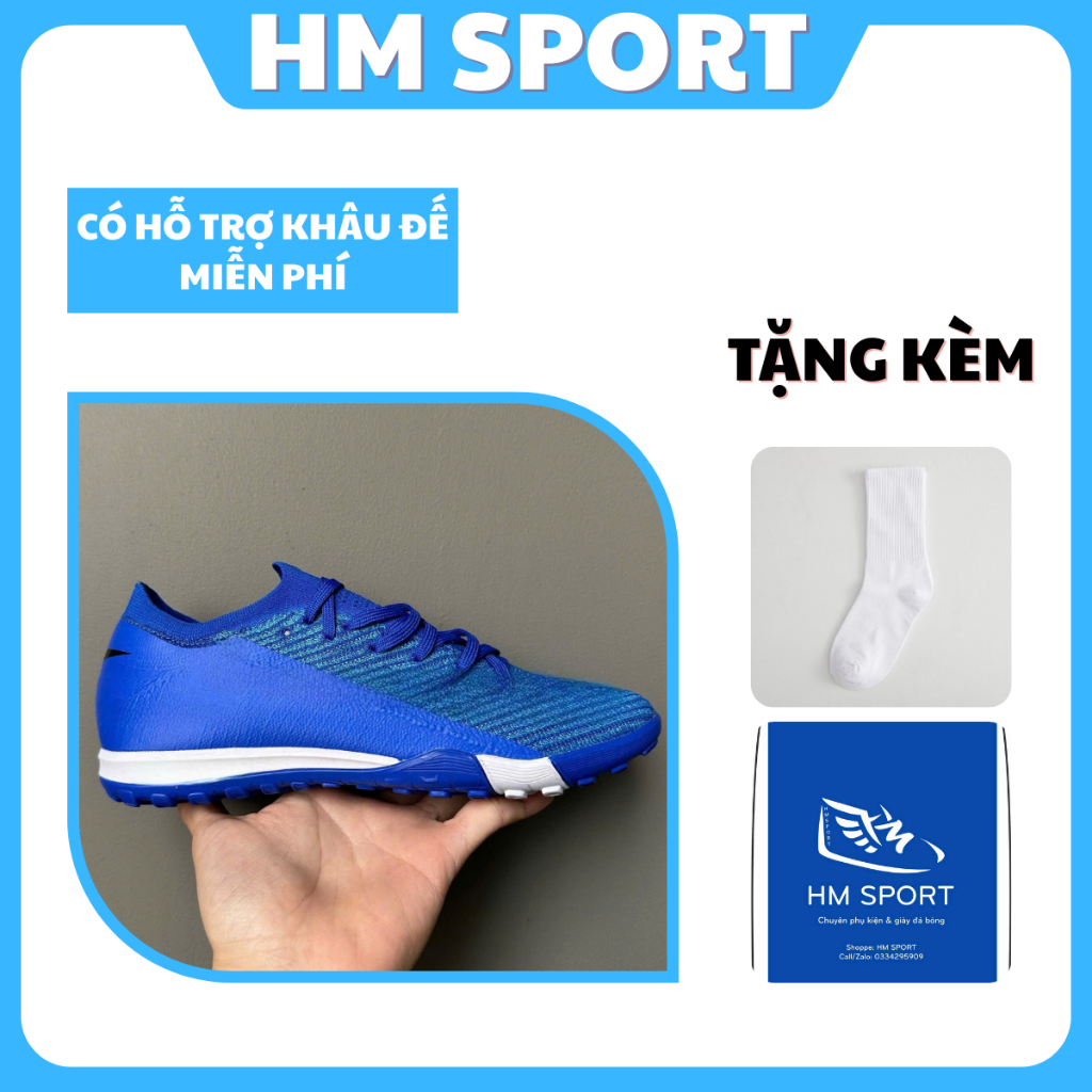Giày Đá Bóng 16 Elite HM SPORT Đế Đinh TF Bám Sân Tặng Kèm Tất Và Túi Rút.