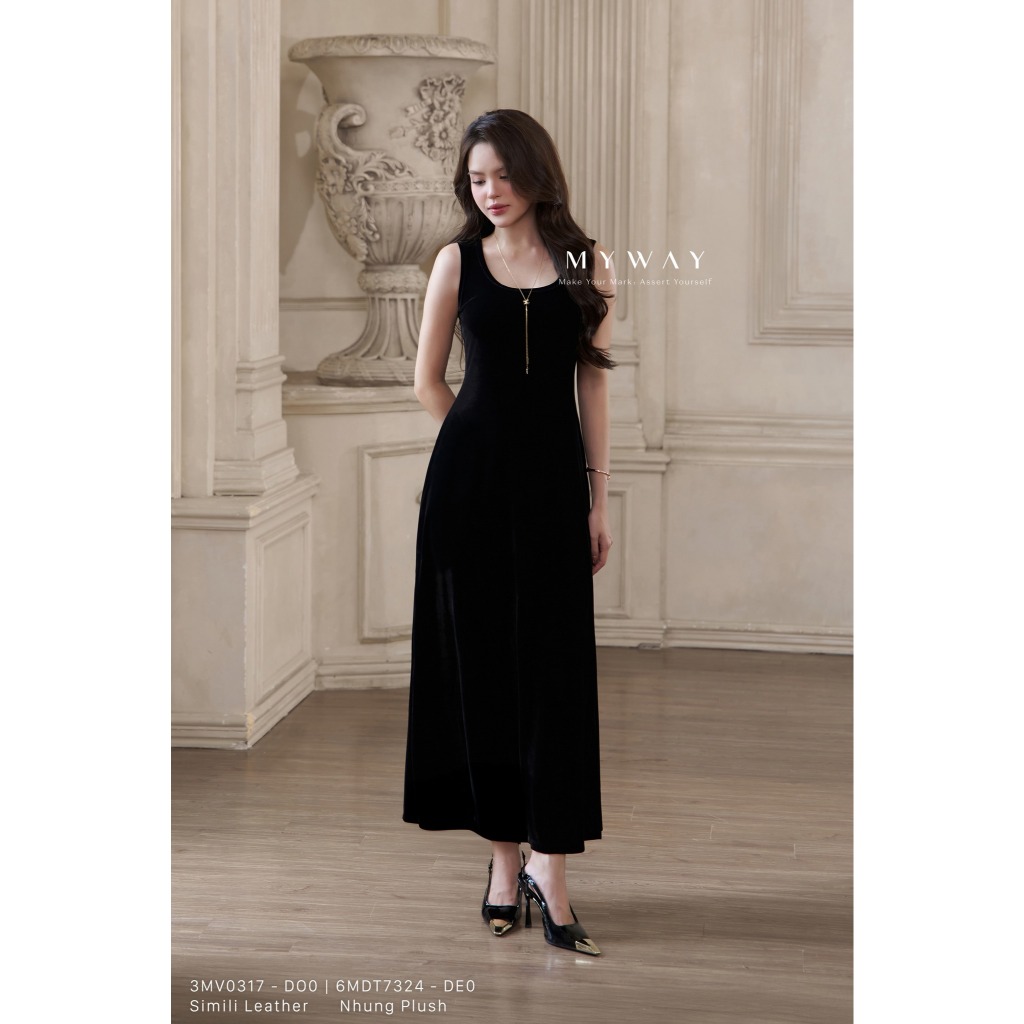 Đầm Hai Dây Nữ MY WAY Bản Dây To Phối Cùng Áo Vest Sang Trọng 6MDT7324