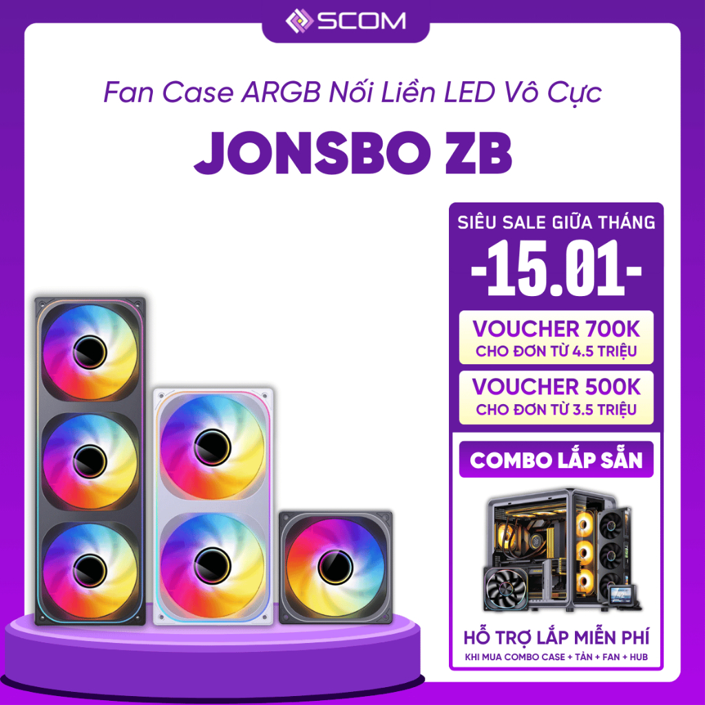 Quạt Tản Nhiệt Fan PC Jonsbo ZB-120 ZB-240 ZB-360 Nối Liền 120 240 360 LED ARGB Sync Main Sync Hub