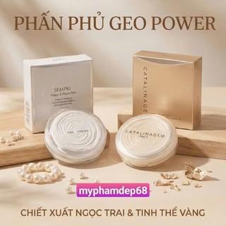 Phấn phủ Geo Sempre Happy & Please Pact Hàn Quốc kiềm dầu, mịn màng tự nhiên với SPF 20 [Chuẩn hàng công ty]