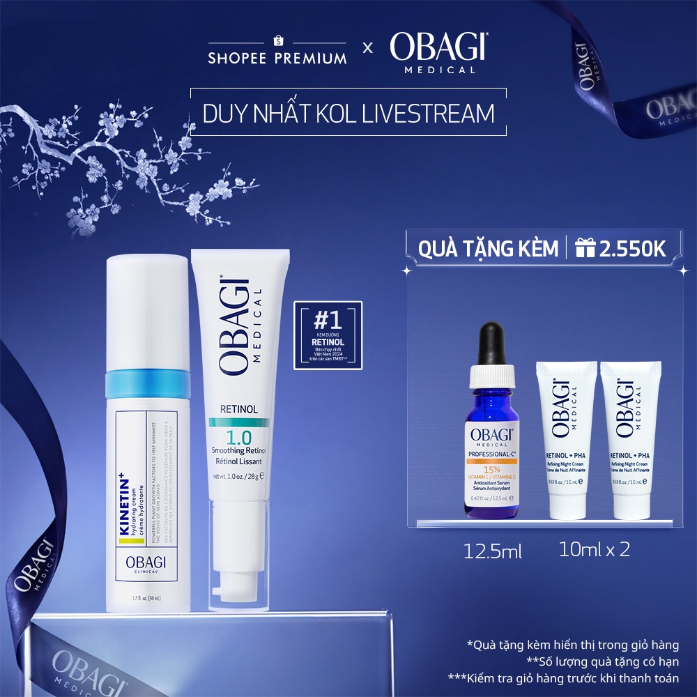 [Obagi-KOL] Bộ đôi Kem chống lão hóa Obagi Retinol 1.0 28g và Kem dưỡng phục hồi Obagi Kinetin+Hydra