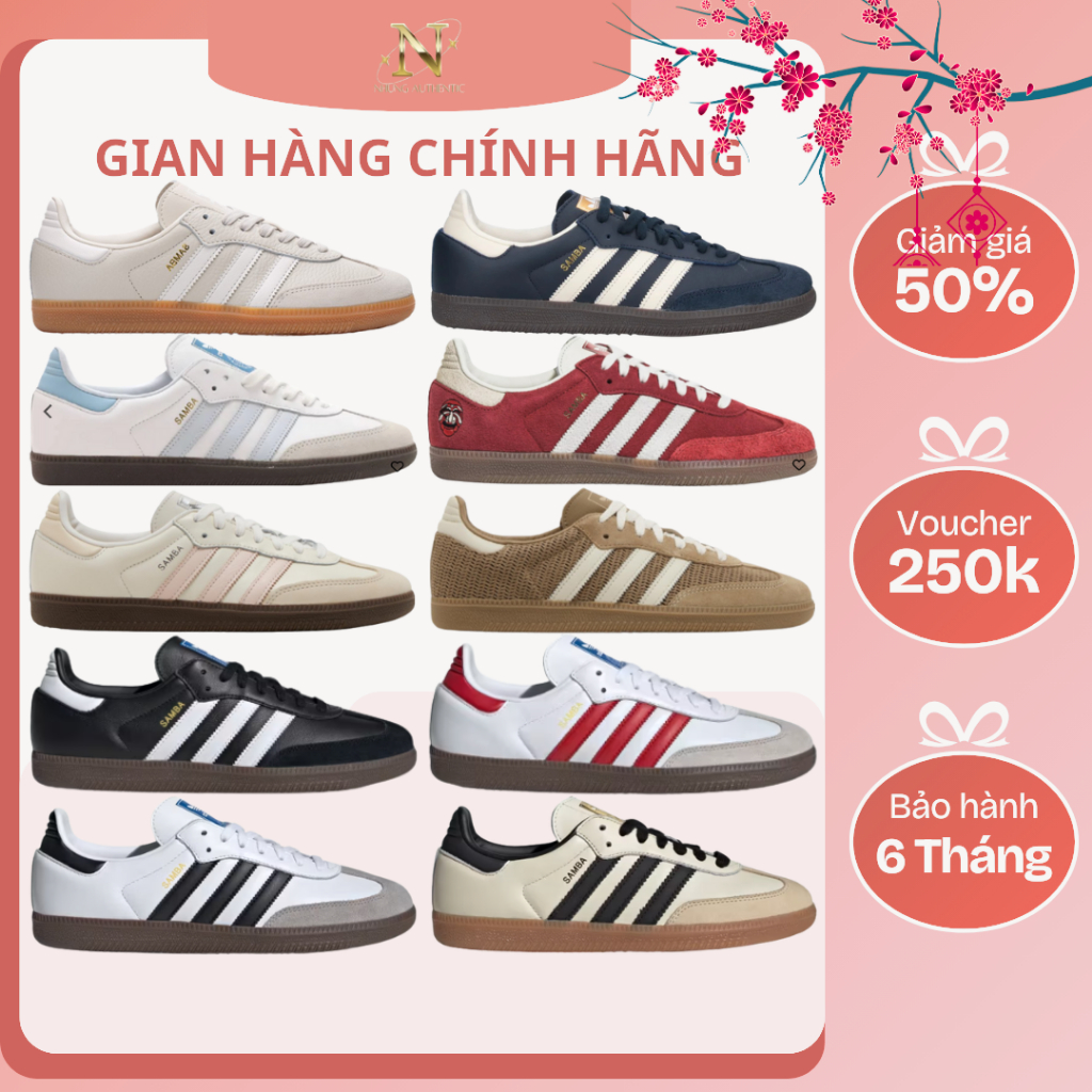 [𝙎𝘼𝙇𝙀 Chính Hãng] Giày Adidas Samba AUTHENTIC. Giày Sneaker Samba Đế Nâu Basic Nam Nữ.