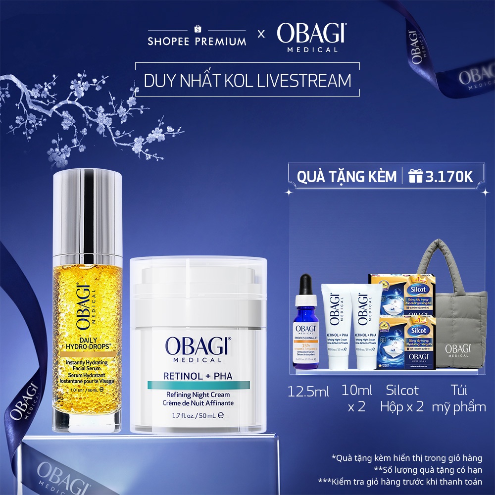 [Obagi-KOL] Bộ đôi Kem tái tạo ngăn ngừa lão hóa da Obagi Medical Retinol + PHA 50ml và Serum Daily 