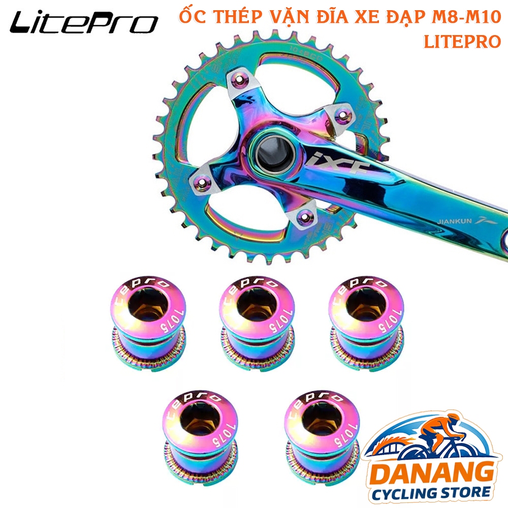 Ốc Thép Gắn Đĩa Răng Xe Đạp LITEPRO – Ren M8 M10 – 7 Màu – Bền & Chắc
