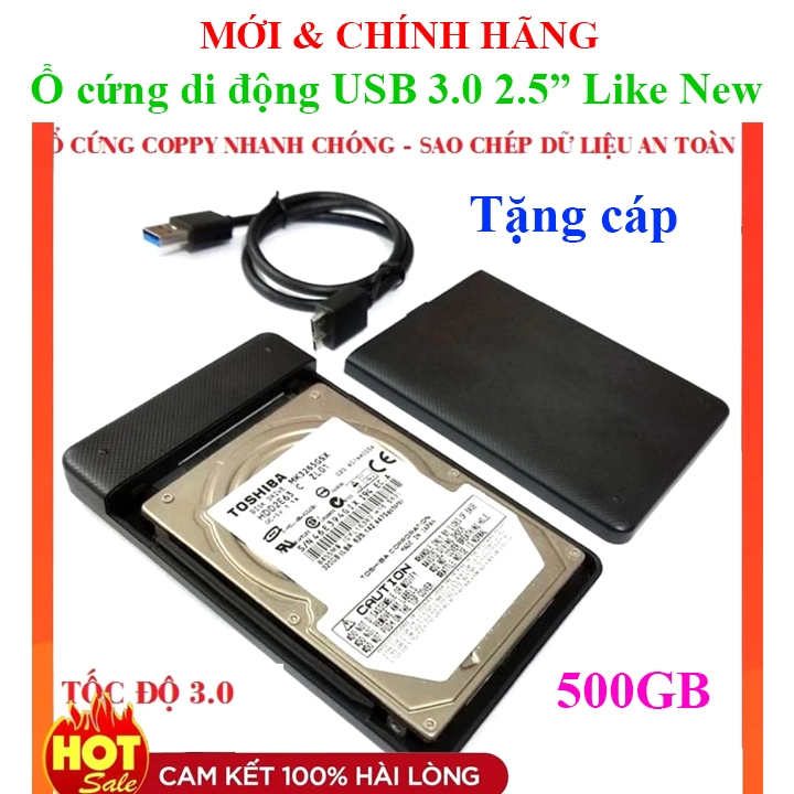 Ổ cứng di động Chuẩn USB 3.0 Kèm cáp Toshiba, SeaGate, Hitachi, WD 4TB 2TB 1TB 500GB 320GB 250GB đã 