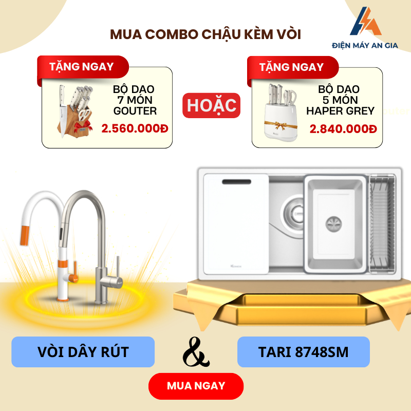 Chậu Rửa Bát Konox Tari 8748SM – Inox SUS304, Bề Mặt Mịn, Thiết Kế Dáng Vuông – PEB
