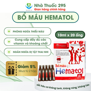 Bổ máu hematol TW Hanopharco, bổ sung sắt axit folic cho bà bầu người thiếu sắt hộp 20 ống mới