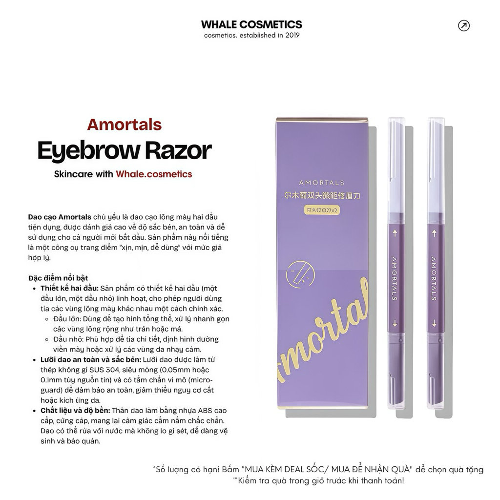 Set 2 Dao Cạo Lông Mày Amortals (Tím)