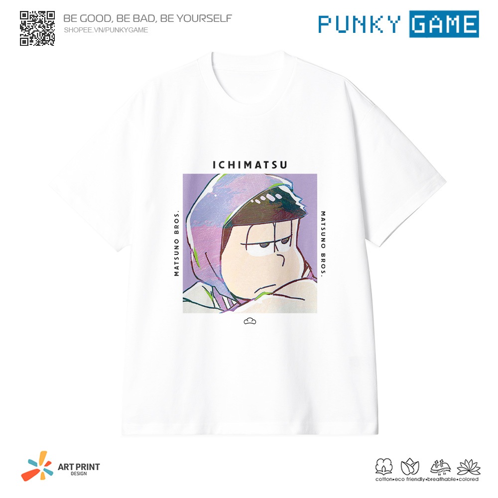 Áo thun Unisex Anime Osomatsu-san Ichimatsu Cotton 100% ngắn tay