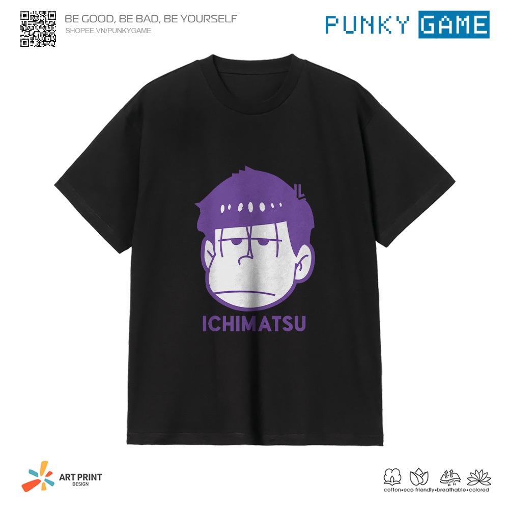 Áo thun Unisex Anime Osomatsu-san Ichimatsu Cotton 100% ngắn tay