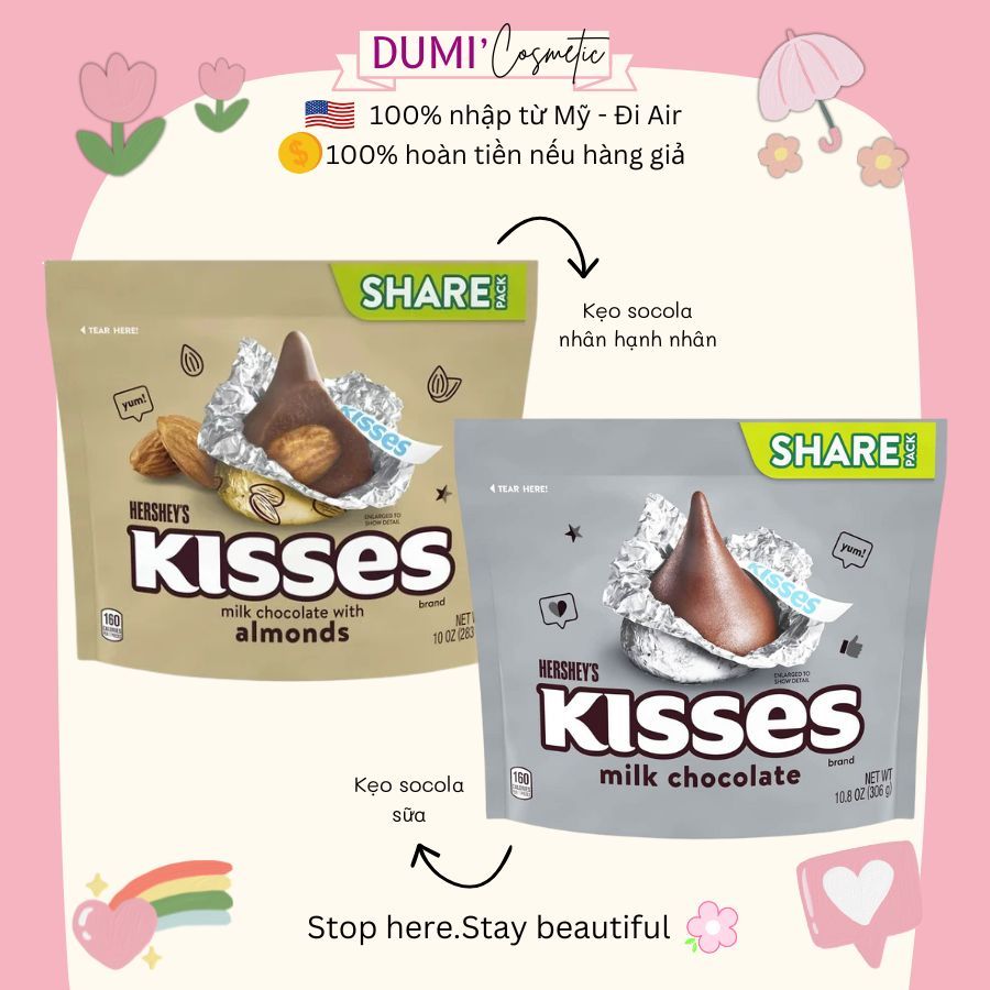 [Bill US] Socola Hershey’s Kisses Mỹ nhập Mỹ - Kẹo Socola Hershey's / Socola Kisses  / Almond Kisses