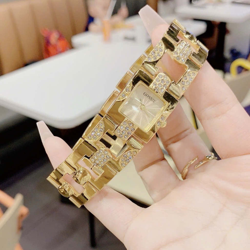 Đồng Hồ Nữ Lắc Tay, Lắc Xích Mặt Vuông Dây Thép Titanium Chống Gỉ, Chống Nước 3ATM Đeo Tay Womem A18